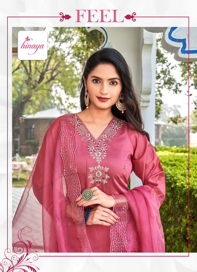 Alexa Vol 1 By Hinaya Roman Silk Heavy Embroidery Designer Readymade Suits Wholesale Shop In Surat